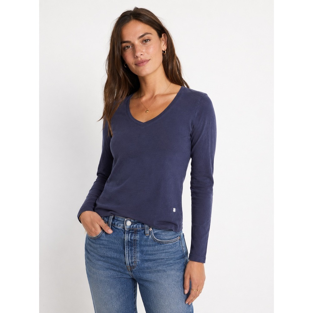 Lucky Brand Shirt Women's Small Blue Long Sleeve Crew Neck
